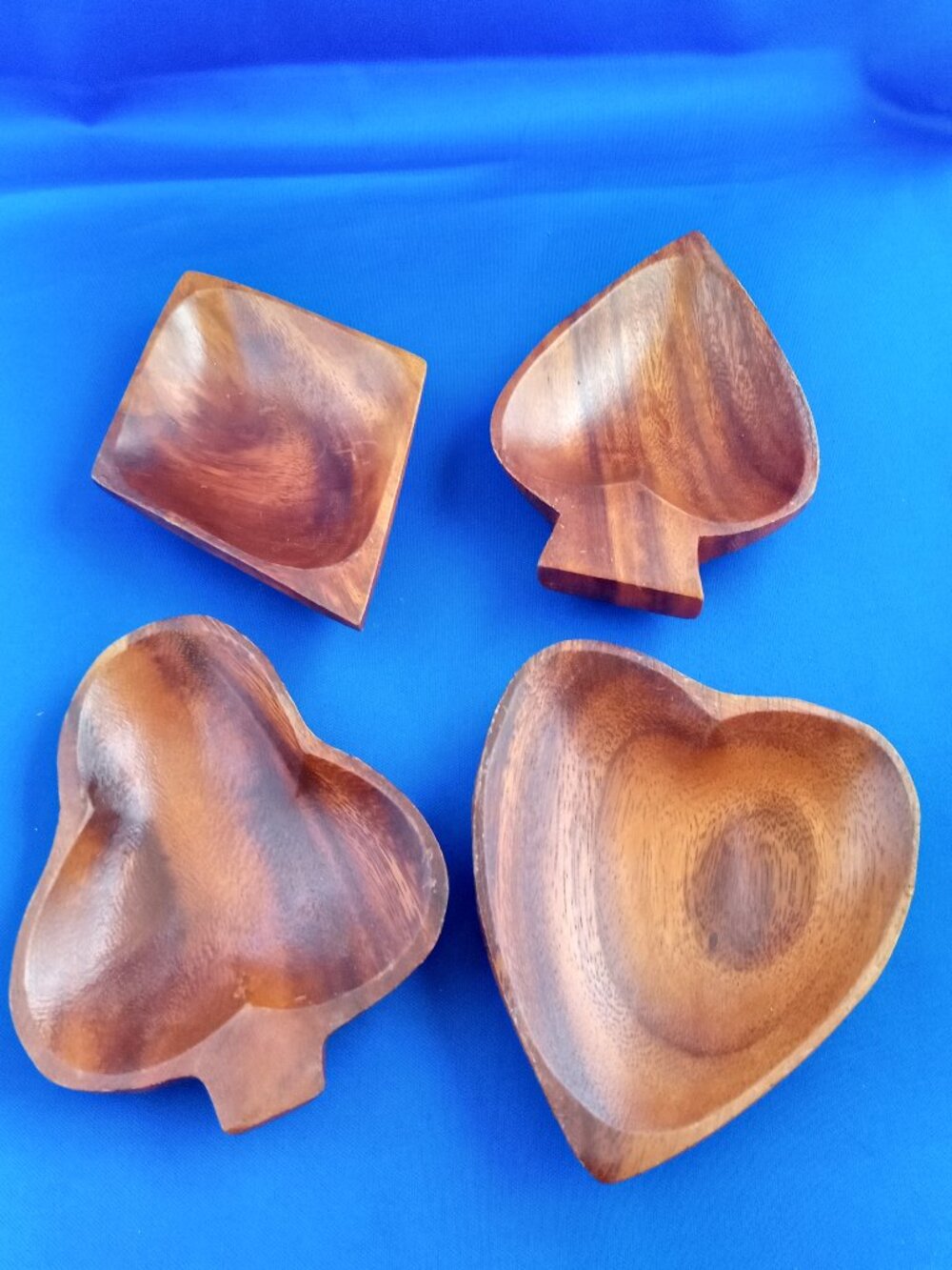 vintage mid century monkey pod wood nut dishes set of 4